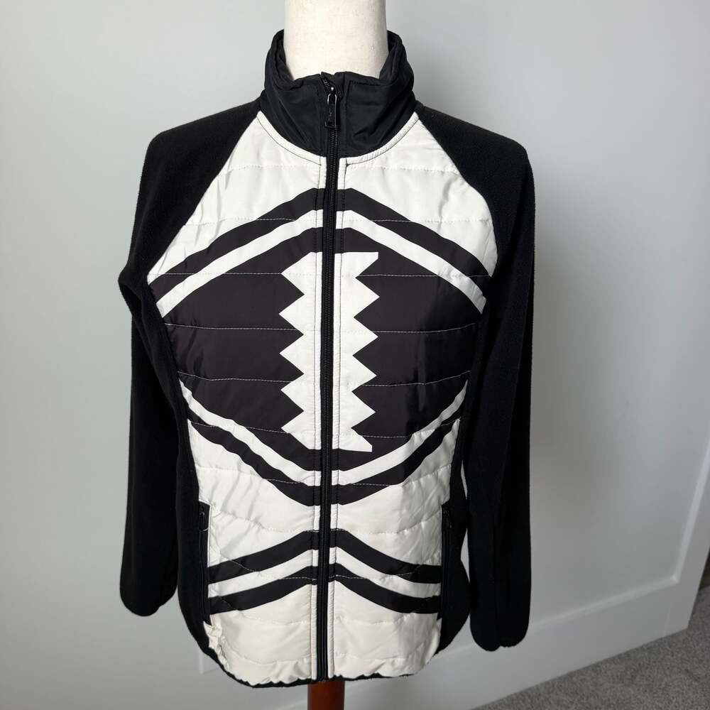 Lauren Active Ralph Lauren Black and White Quilted Fleece Zip Jacket